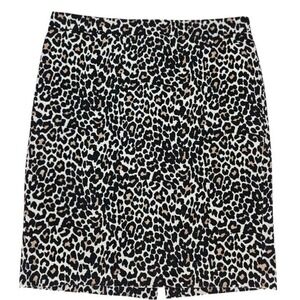 J. Crew Leopard Print Cotton Pencil Skirt Womens 10 Date Night Modern Office